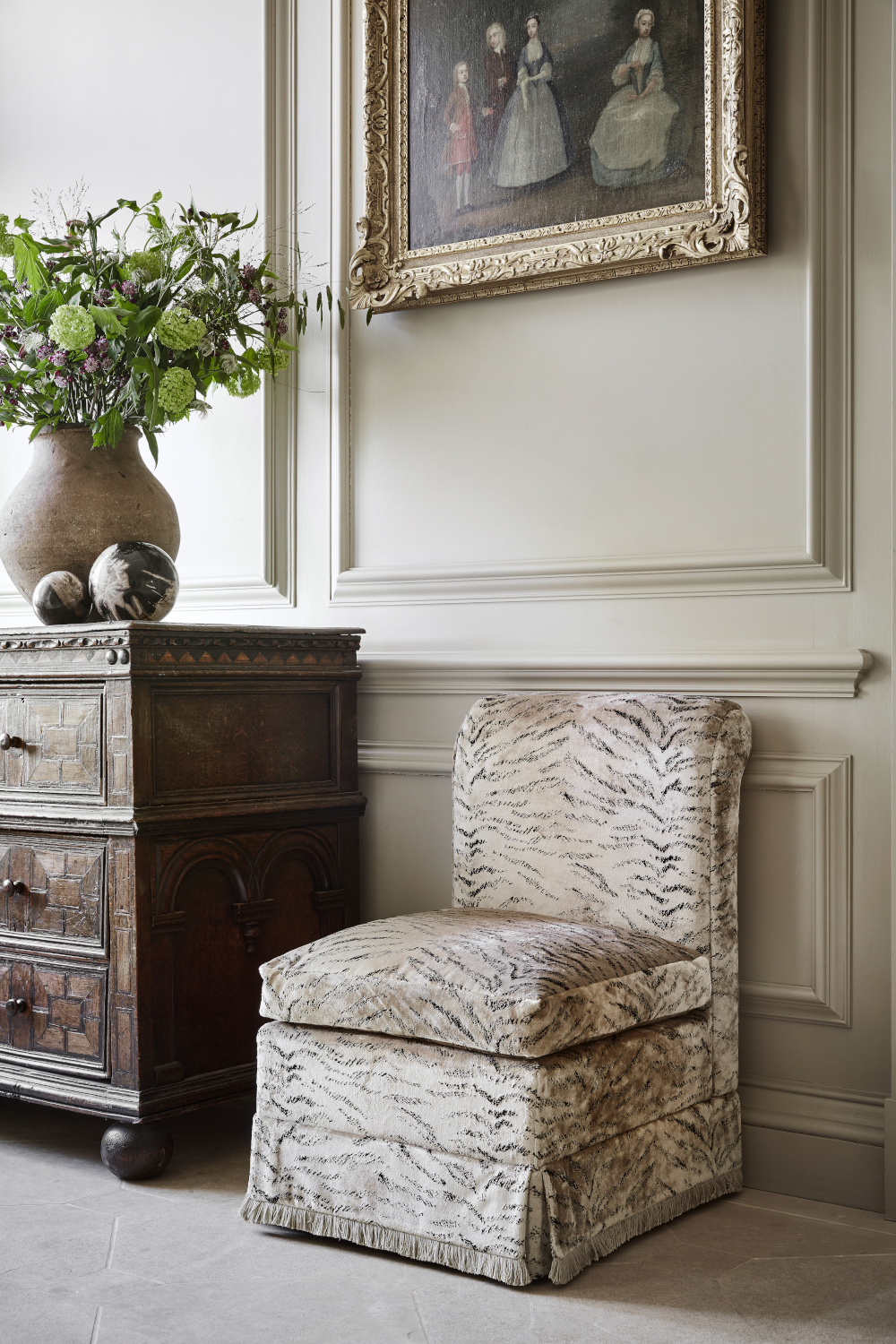 Image of upholstered chair in Tiger Velvet