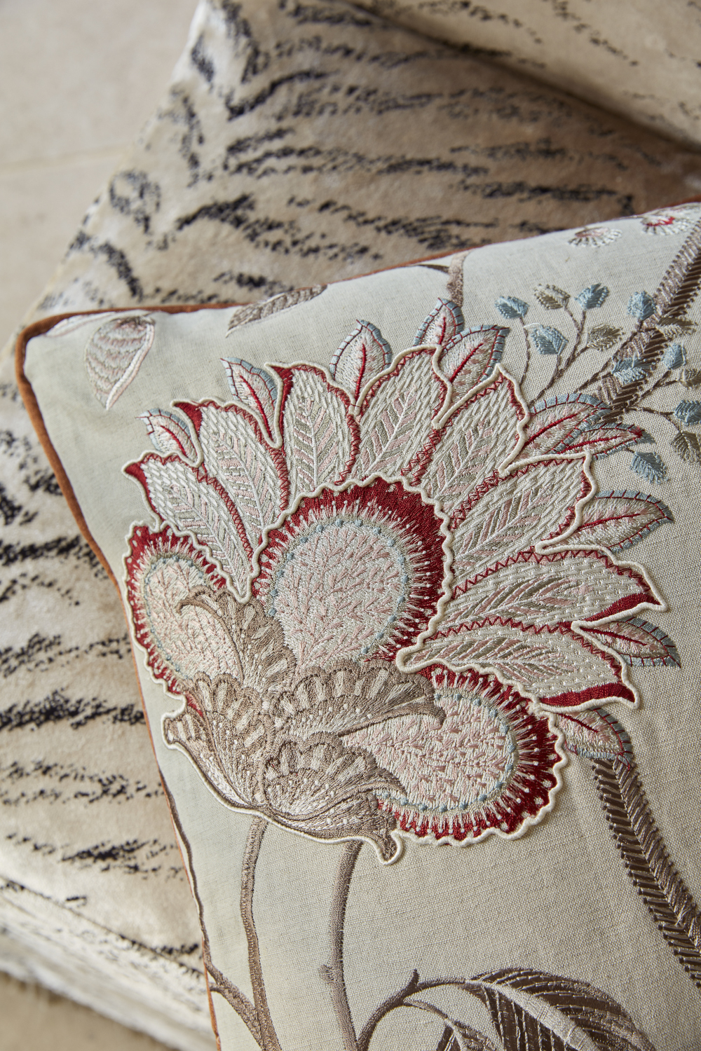Image of embroidered cushion detail